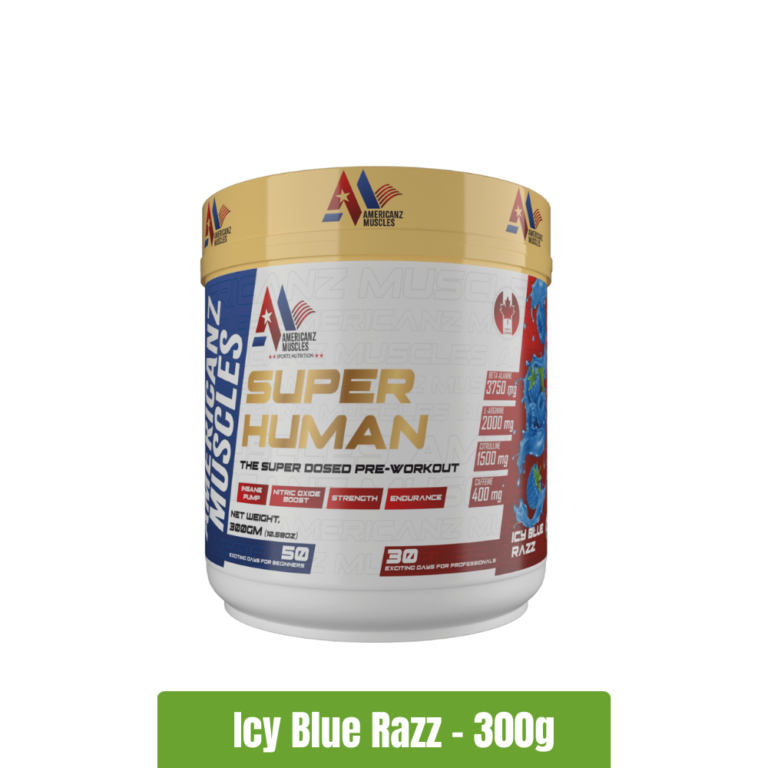 Americanz Muscles Super Human Pre-Workout _ 50 Servings - Icy Blue Razz