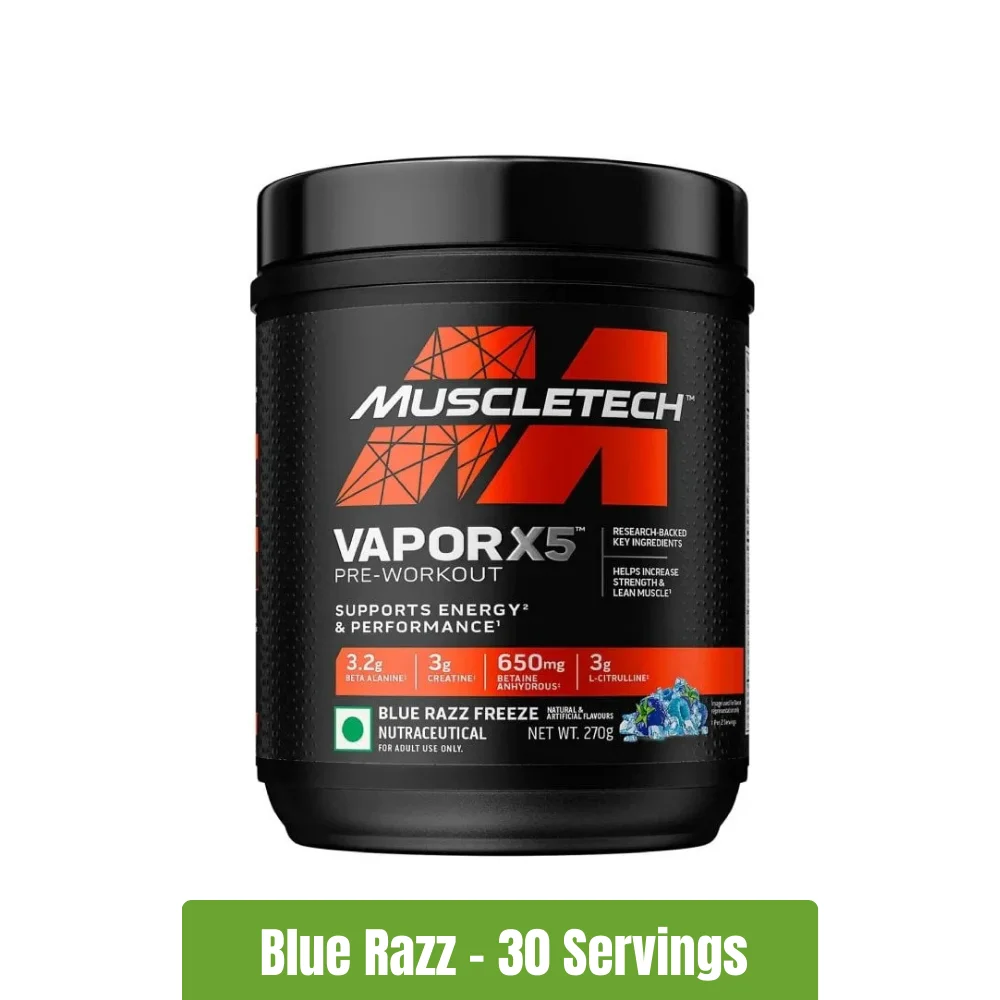 MuscleTech Vapor X5 Pre-Workout _ 30 Servings - Blue Razz