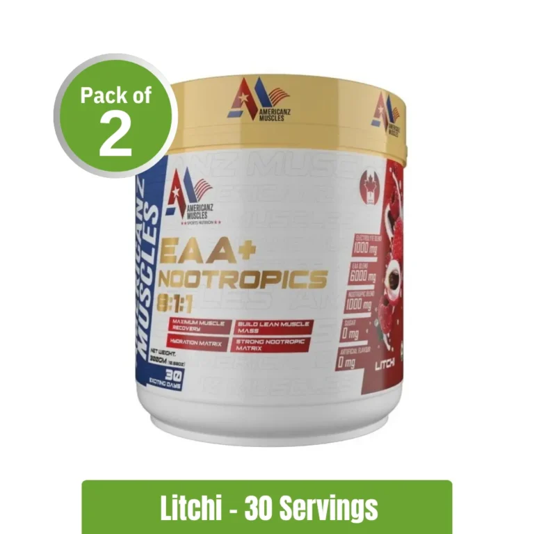 Americanz Muscles EAA + Nootropics 811 _ Pack of 2 (30+30 Servings) - Litchi Flavour