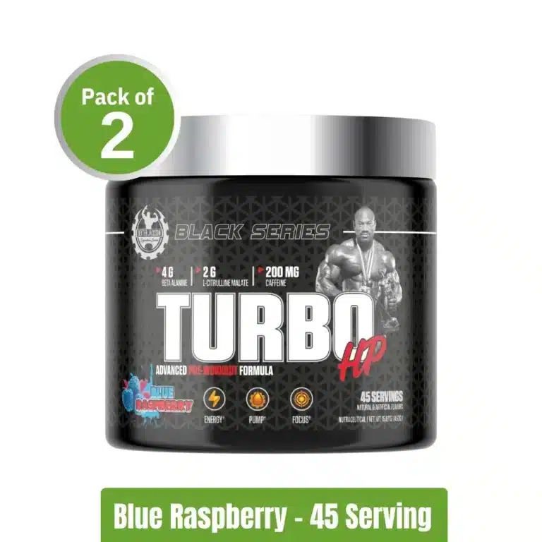 Dexter Jackson Black Series Turbo HP Pre-Workout _ Pack of 2 (45 + 45 Servings) - Blue Raspberry