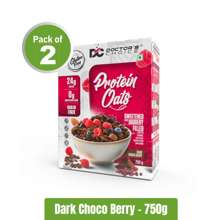 Doctor's Choice Protein Oats - Pack of 2 (750 g x 2) - Dark Choco Berry