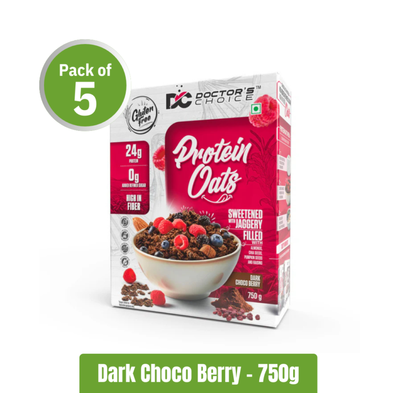 Doctor's Choice Protein Oats - Pack of 5 (750 g x 5) - Dark Choco Berry