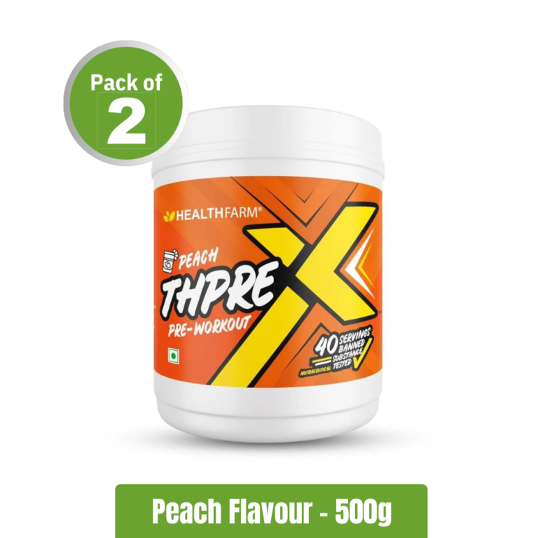 Healthfarm ThPreX Pre-Workout Supplement - Peach Flavour - Pack of 2 (500g+500g)