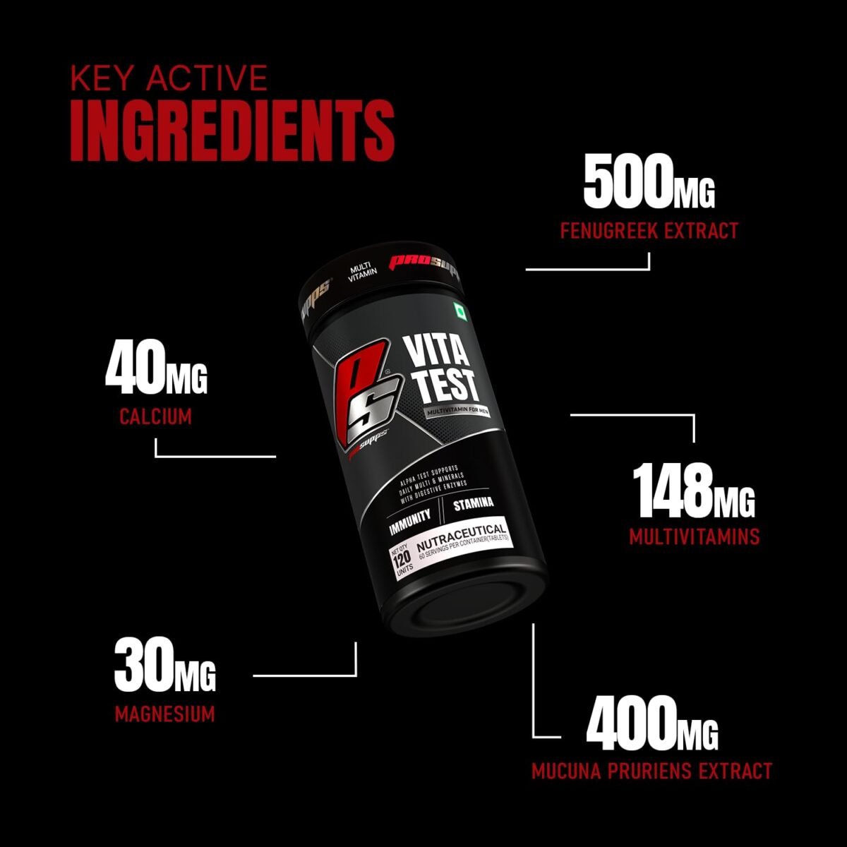 ProSupps Vita Test Multivitamin - 120 Tablets - Key Ingredients