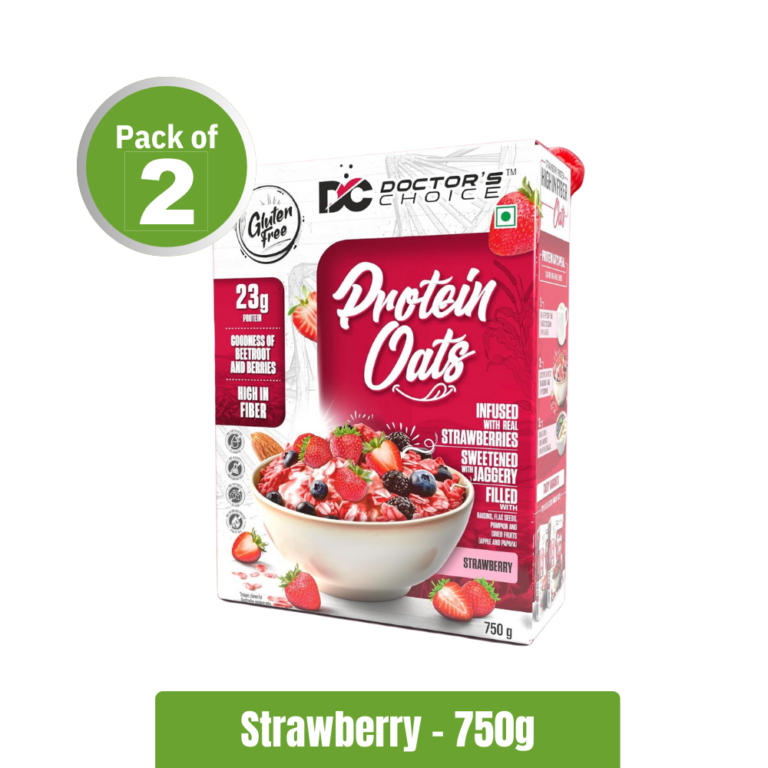Doctor's Choice Protein Oats - Pack of 2 (750 g x 2) - Strawberry