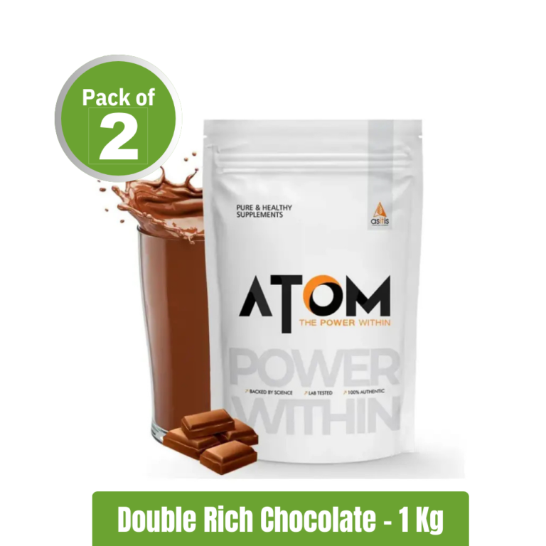 Asitis Nutrition ATOM Whey Protein - Pack of 2 (1Kg+1Kg), Double Rich Chocolate