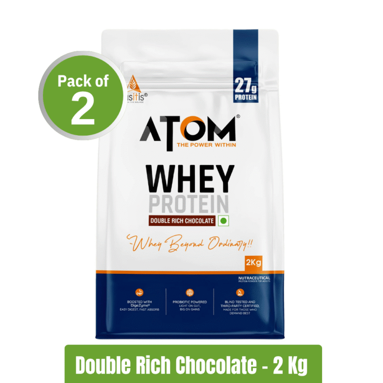 Asitis Nutrition ATOM Whey Protein - Pack of 2 (2Kg+2Kg), Double Rich Chocolate - New Pack
