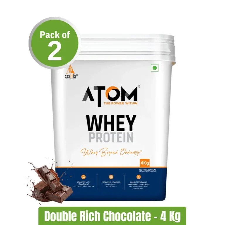 Asitis Nutrition ATOM Whey Protein - Pack of 2 (4Kg+4Kg) - Double Rich Chocolate