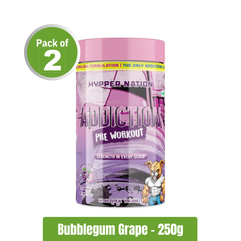 Hypper Nation Addiction Pre-Workout _ Pack of 2 (250g+250g) - Bubblegum Grape