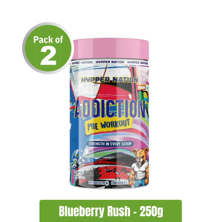 Hypper Nation Addiction Pre-Workout _ Pack of 2 (250g+250g) - Buleberry Rush