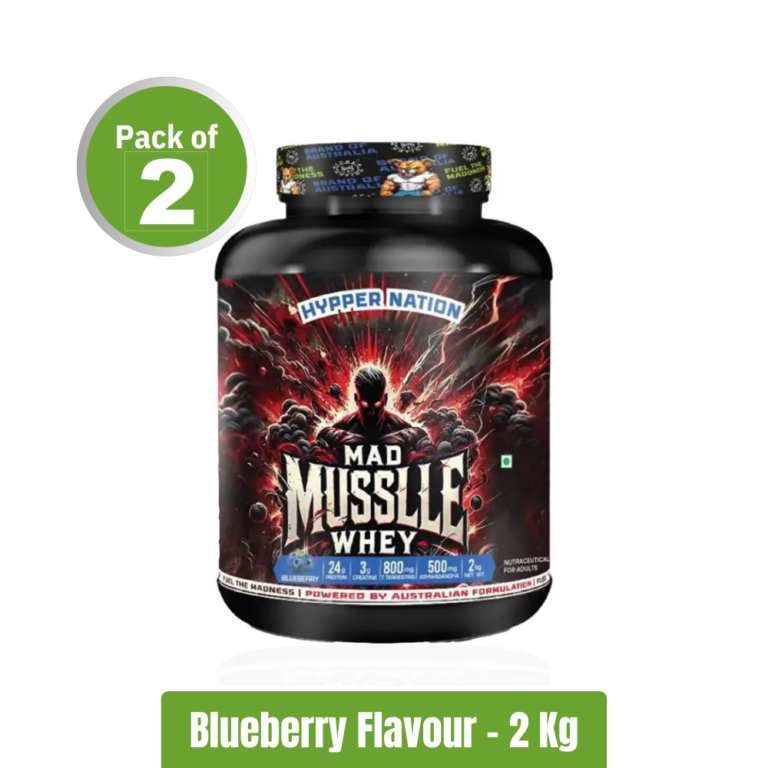 Hypper Nation Mad Musslle Whey _ Pack of 2 (2Kg+2Kg) - Blueberry