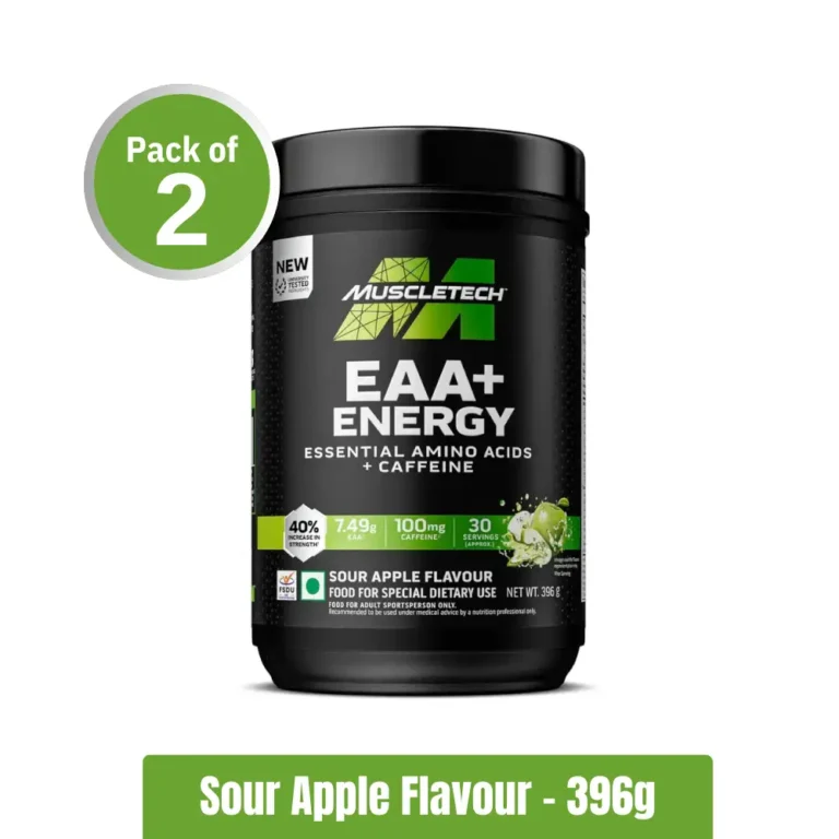 MuscleTech EAA+Energy - Pack of 2 (30+30 Servings), Sour Apple