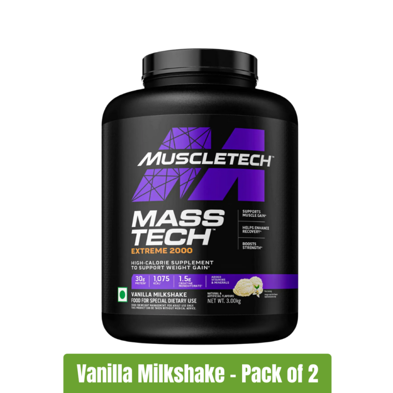 MuscleTech Mass Tech Extreme 2000 Pack of 2 (3Kg + 3Kg) - Vanilla Milkshake