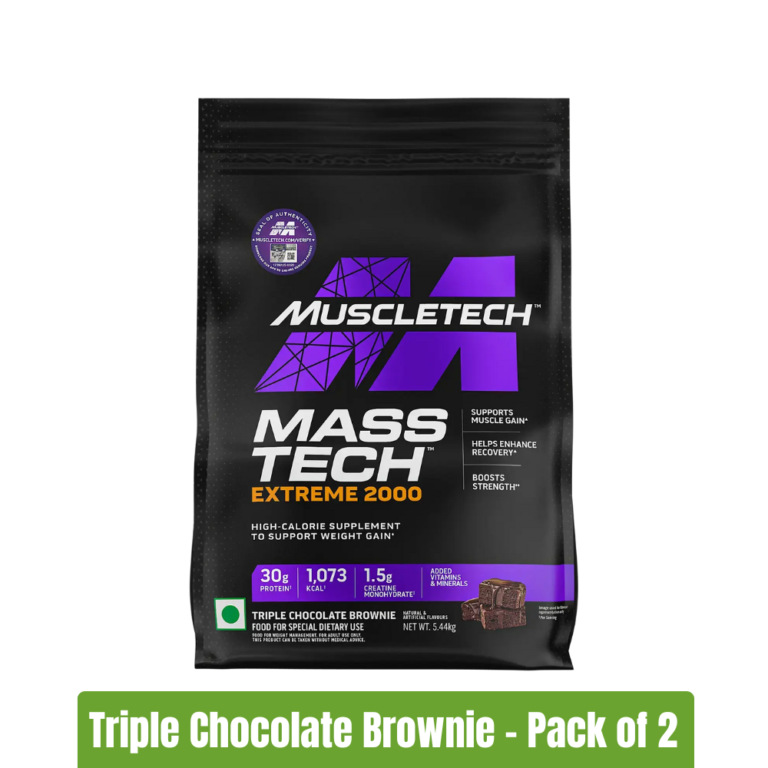 MuscleTech Mass Tech Extreme 2000 Pack of 2 (5.44Kg+5.44Kg) - Triple Chocolate Brownie