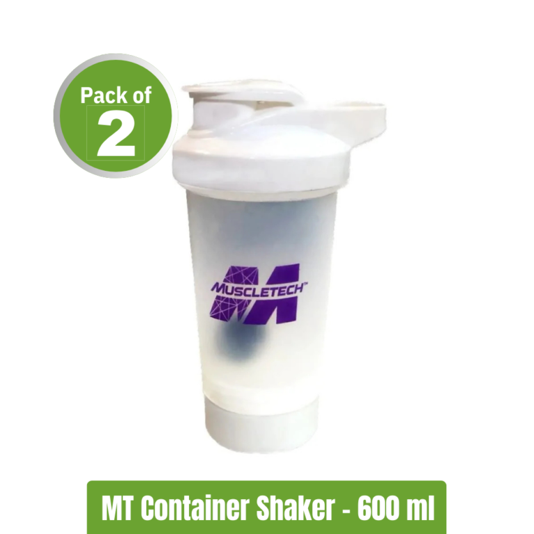 Muscletech Shaker with Container - 600 ml Pack of 2 (600ml +600ml) - White