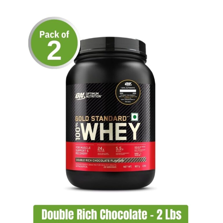 Optimum Nutrition Gold Standard 100% Whey Protein Pack of 2 (2Lbs + 2Lbs) - Double Rich Chocolate