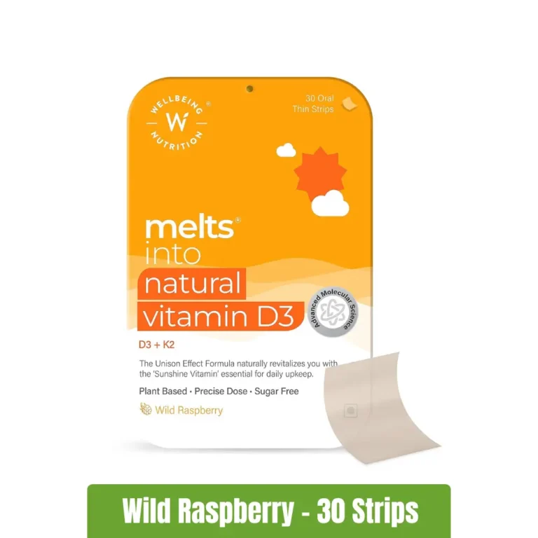 Wellbeing Nutrition Melts Natural Vitamin D3 + K2 - Wild Raspberry, 30 Strips