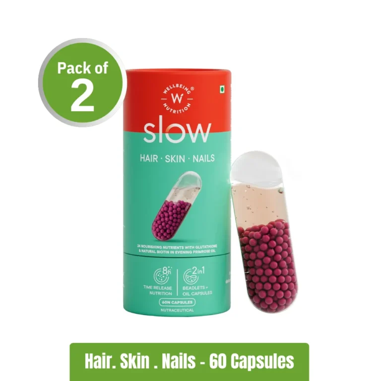 Wellbeing Nutrition Slow Skin Hair and Nails Supplement _ Pack of 2 (60+60 Capsules)