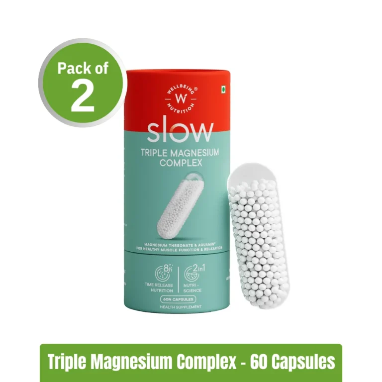 Wellbeing Nutrition Slow Triple Magnesium Complex _ Pack of 2 (60+60 Capsules)