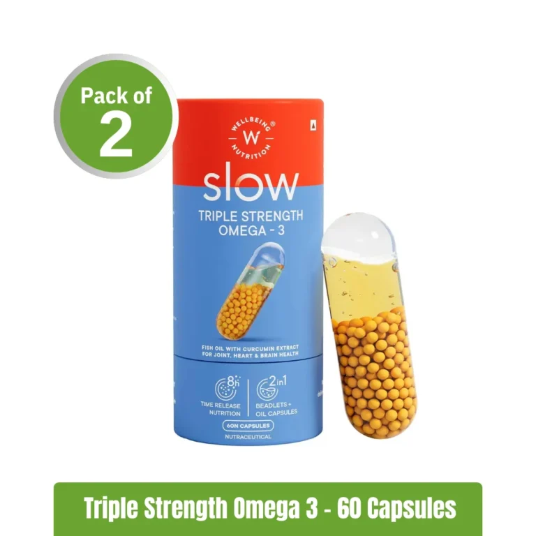 Wellbeing Nutrition Slow Triple Strength Omega 3 _ Pack of 2 (60+60 Capsules)