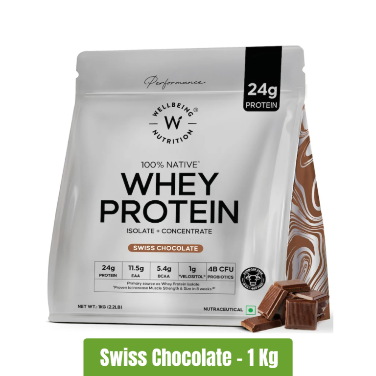 Wellbeing Nutrition Whey Protein Isolate + Concentrate _ 1Kg - Swiss Chocolate