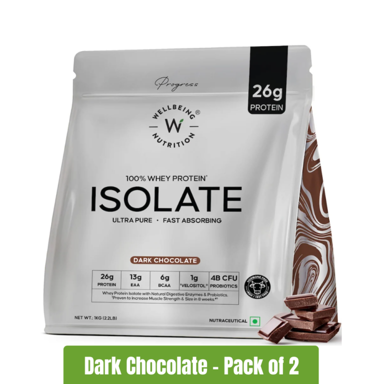 Wellbeing Nutrition Whey Protein Isolate _ Pack of 2 (1Kg+1Kg) - Dark Chocolate