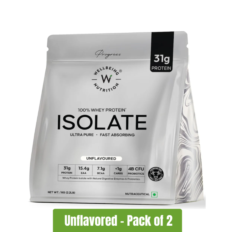 Wellbeing Nutrition Whey Protein Isolate _ Pack of 2 (1Kg+1Kg) - Unflavored