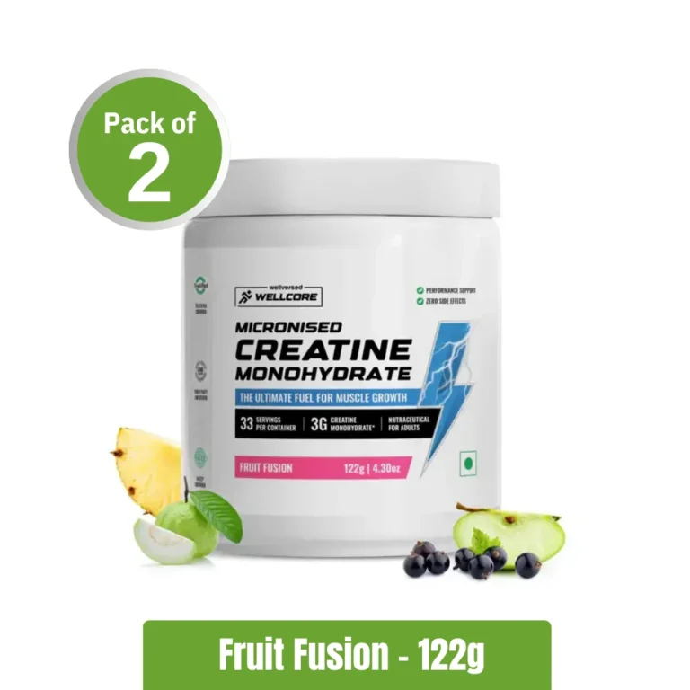 Wellcore Micronised Creatine Monohydrate Powder - Pack of 2 (122g x 2), Fruit Fusion