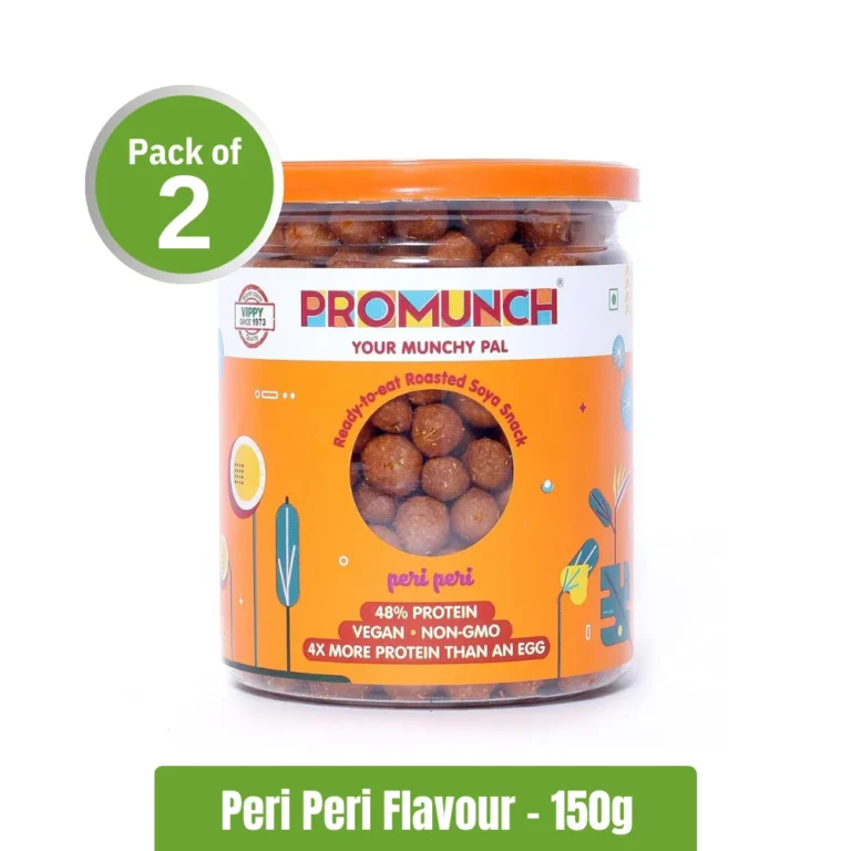 PROMUNCH Roasted Soya Snack _ Pack of 2 (150g x2) - Peri Peri - Fitnesstack.com