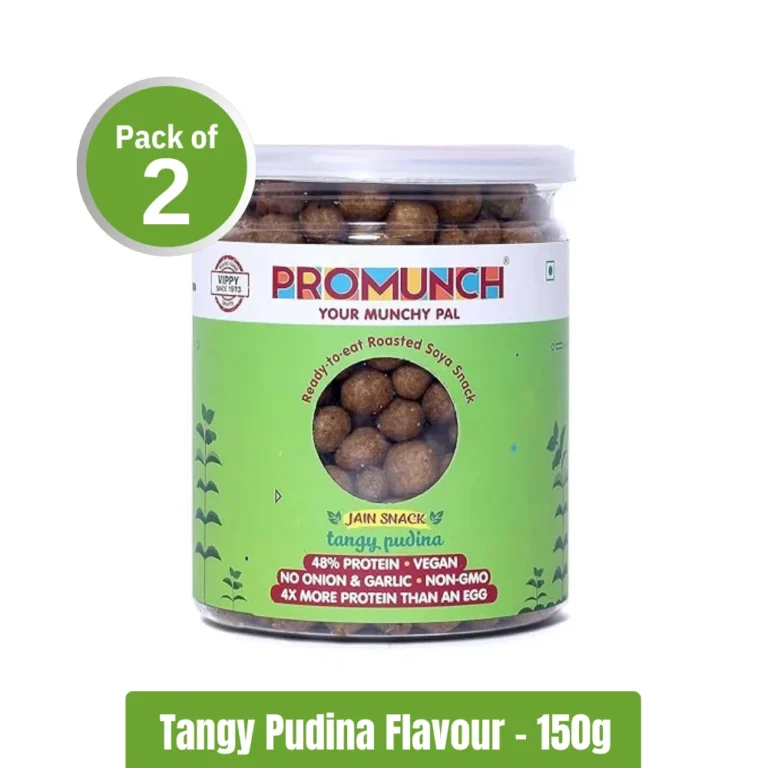 PROMUNCH Roasted Soya Snack _ Pack of 2 (150g x2) - Tangy Pudina - Fitnesstack.com