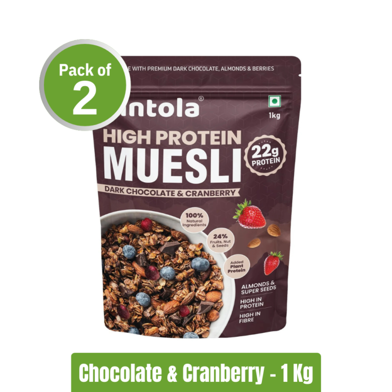 Pintola High Protein Muesli - Pack of (1kg+1kg) - Dark Chocolate & Cranberry