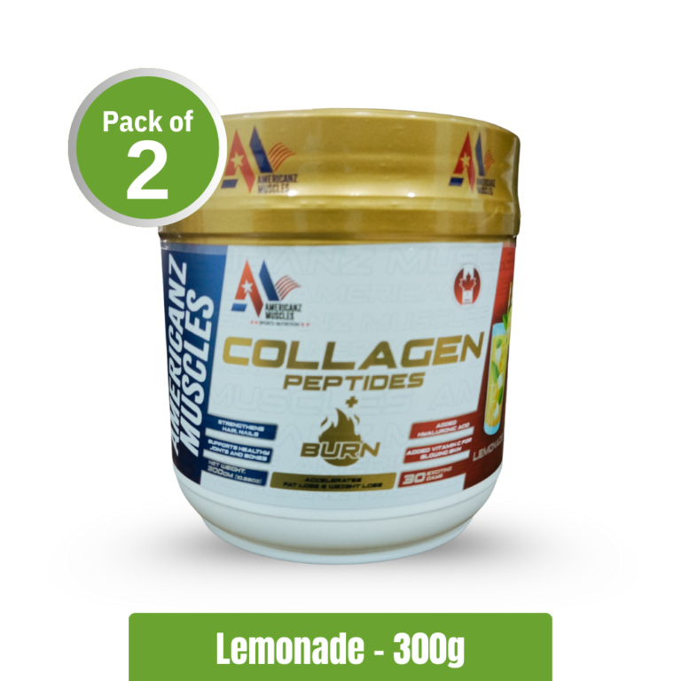 Americanz Muscles Collagen Peptides+Burn _ Pack of 2 (300g+300g) - Lemonade