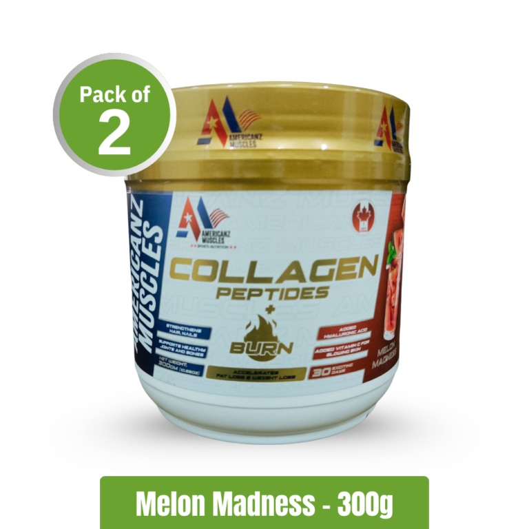 Americanz Muscles Collagen Peptides+Burn _ Pack of 2 (300g+300g) - Melon Madness