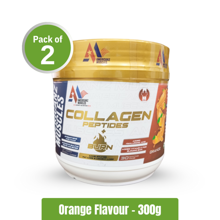 Americanz Muscles Collagen Peptides+Burn _ Pack of 2 (300g+300g) - Orange
