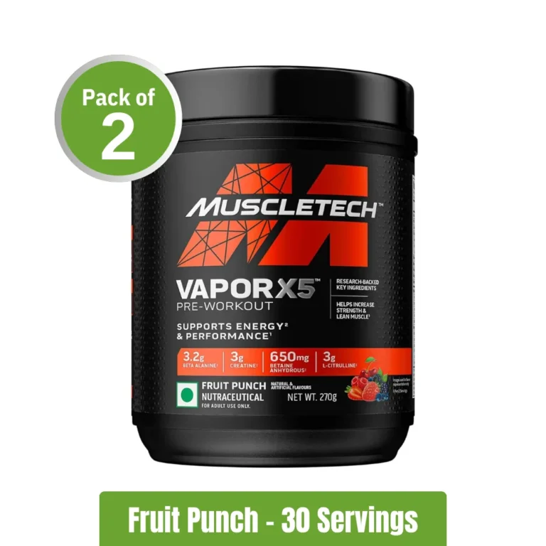 MuscleTech Vapor X5 Pre-Workout _ Pack of 2 (30+30 Servings) - Fruit Punch