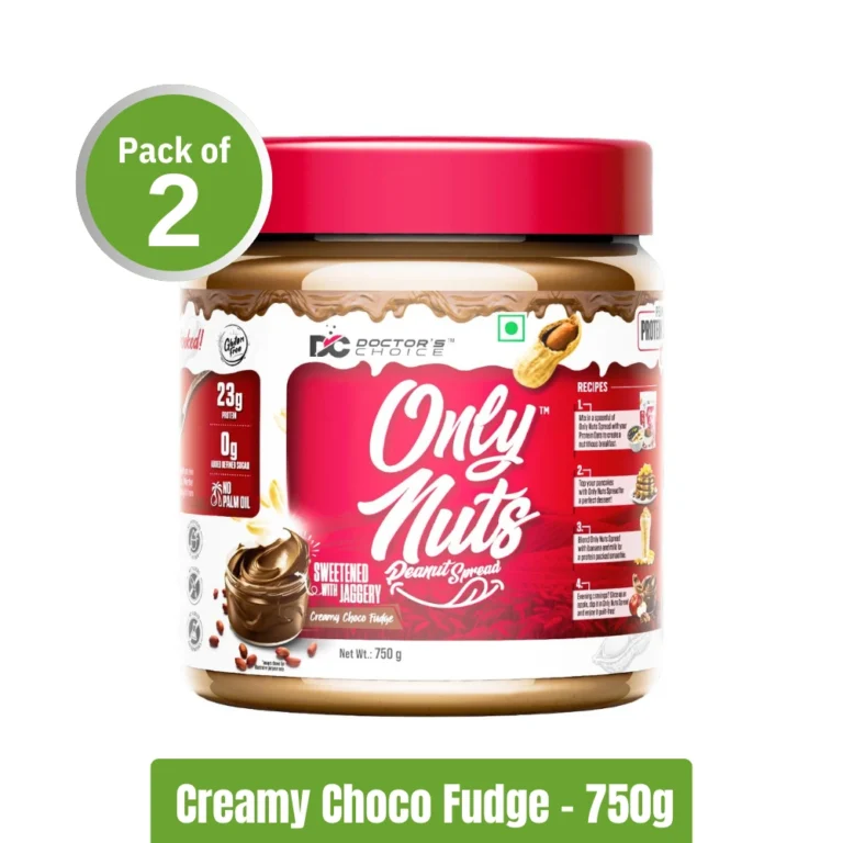 Doctors Choice Only Nuts Peanut Spread _ Pack of 2 (750g x2) - Creamy Choco Fudge