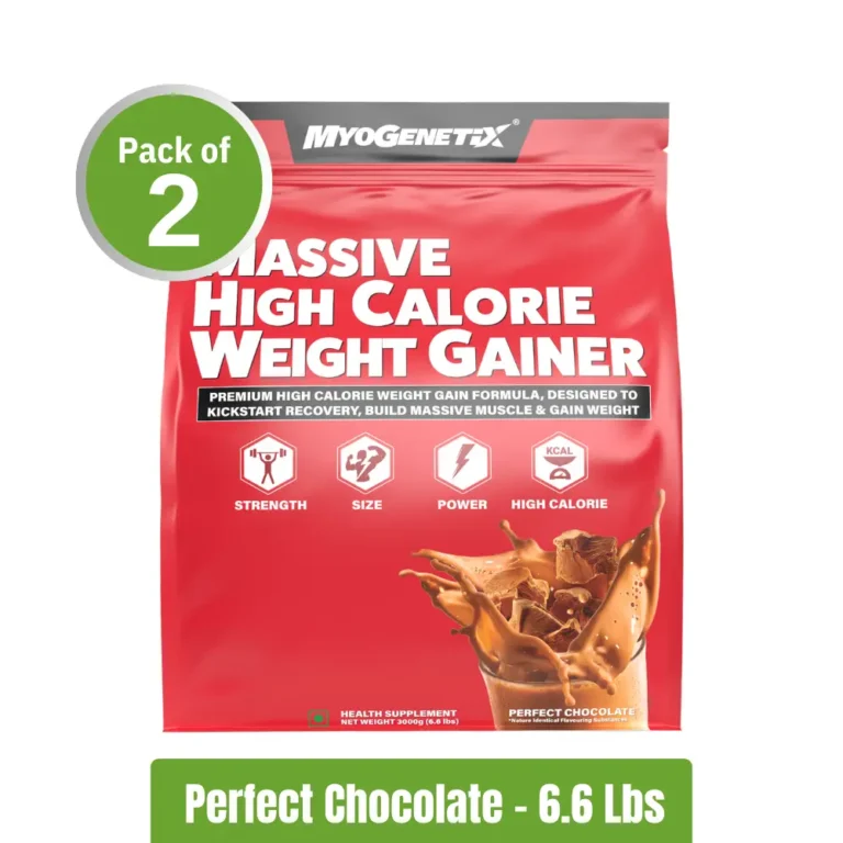 Myogentix Massive High Calorie Weight Gainer _ Pack of 2 (6.6 Lbs+6.6 Lbs) - Perfect Chocolate