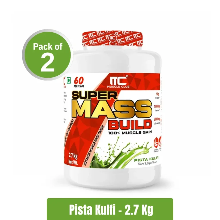 Muscle Club Super Mass Build Gainer - Pack of 2 (2.7 Kg + 2.7 Kg), Pista Kulfi