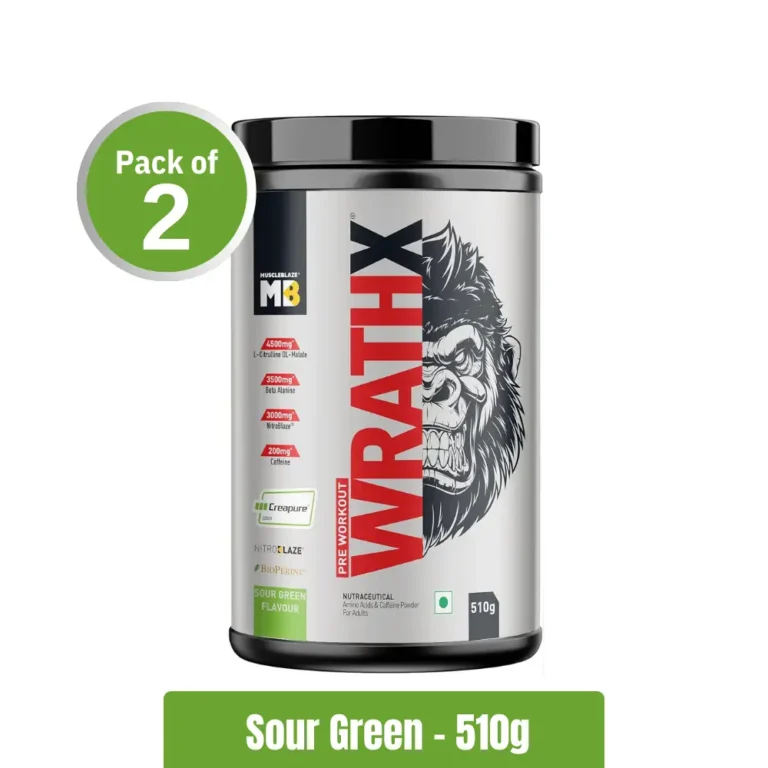 MuscleBlaze Pre-Workout WrathX Pack of 2 (510g + 510g) - Sour Green