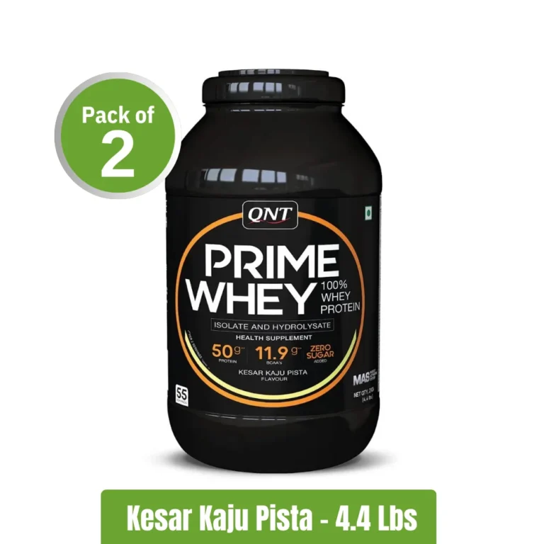 QNT Prime Whey 100% Whey Protein _ Pack of 2 (2Kg+2Kg) - Kesar Kaju Pista