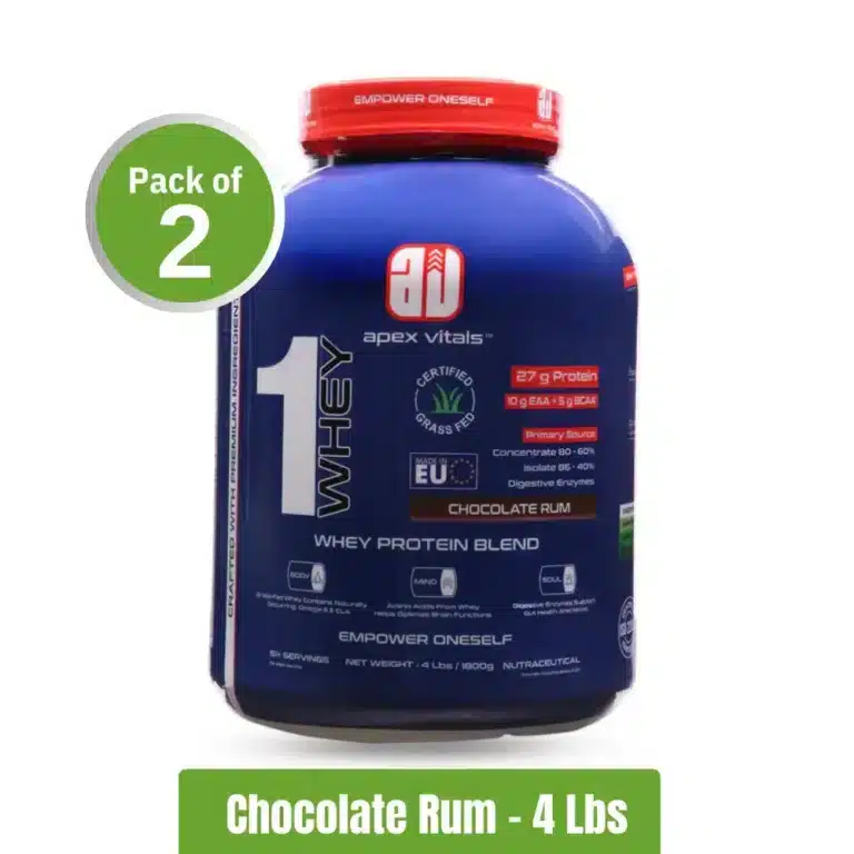 Apex Vitals 1 Whey Protein _ Pack of 2 (4 Lbs+4 Lbs) - Chocolate Rum