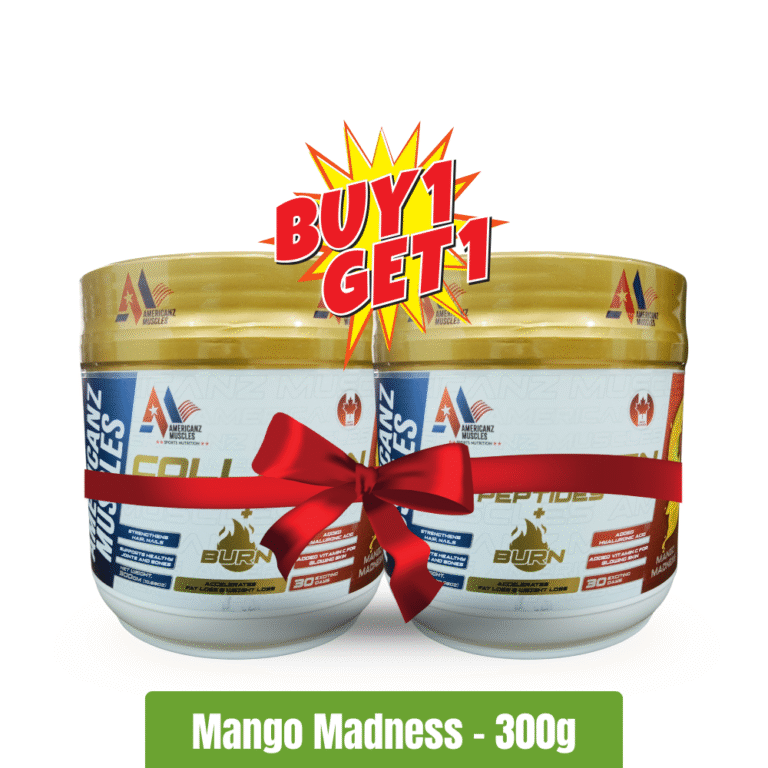 Americanz Muscles Collagen Peptides+Burn 300g - Mango Madness - Buy 1 Get 1 Free