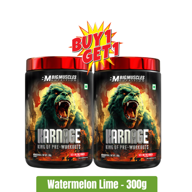 Bigmuscles Nutrition Karnage Pre-Workout - Watermelon Lime - 300g Buy 1 Get 1 Free