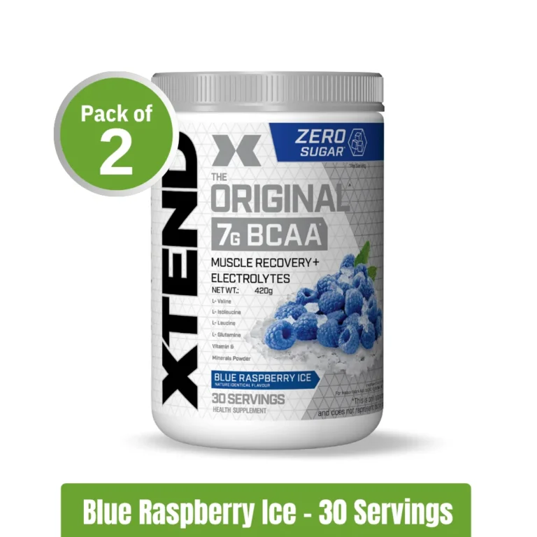 XTEND Original BCAA Powder _ Blue Raspberry Ice - Pack of 2 (30+30 Servings)