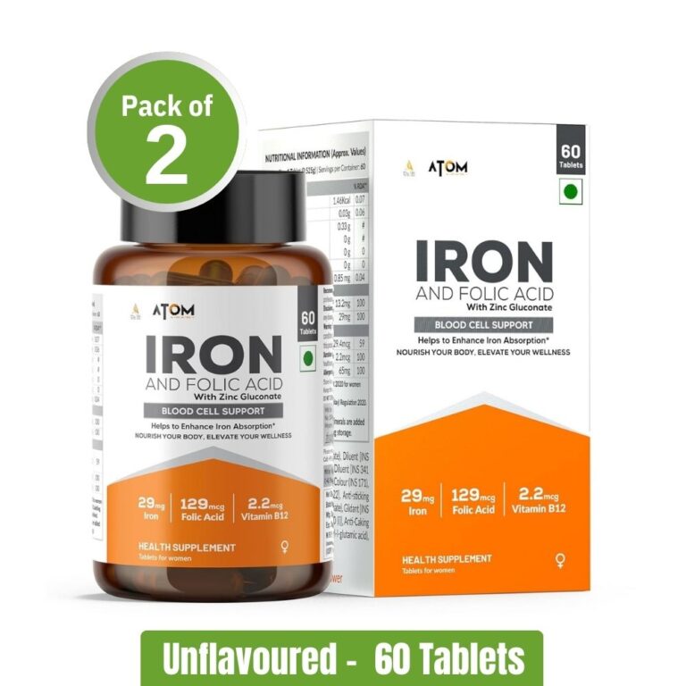 AS-IT-IS ATOM Iron & Folic Acid Tablets – Pack of 2 (60+60 Tablets)