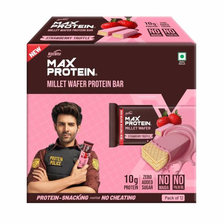 RiteBite Max Protein Millet Wafer Bars - Pack of 12 Bars - Strawberry Truffle