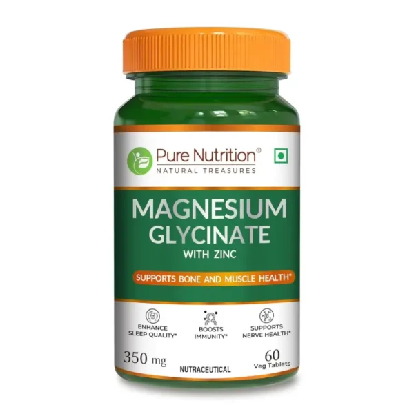 Pure Nutrition Magnesium Glycinate + Zinc - 60 Veg Tablets